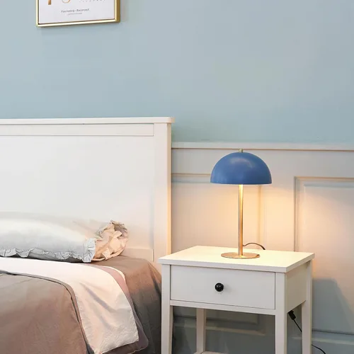 Miniatura 7 de GLOBE Electric 52942 - Lámpara de escritorio azul de 15 pulgadas con detalles de latón, interruptor basculante de encendido/apagado en línea, ideal