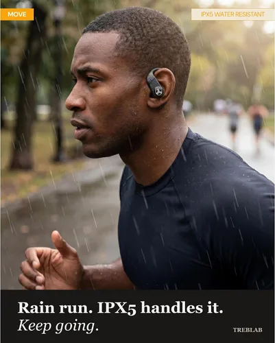 Miniatura 6 de TREBLAB Auriculares inalámbricos X4 con ganchos para los oídos, batería 253H, micrófono ENC, Bluetooth 5.4, funda de carga USB-C, IPX5 impermeable