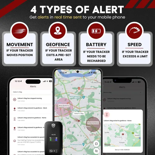 Miniatura 4 de SafeTag Mini rastreador GPS recargable 4G - 4G LTE, automóvil, furgoneta, motocicleta, etc. 34-205 países, seguimiento y notificaciones en tiempo