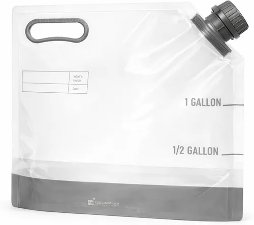 Restaurantware Cater Tek - Contenedores de agua de 1 galón, 2 bolsas para bebidas, plegables, incluye tapas a prueba de manipulaciones, bolsas de