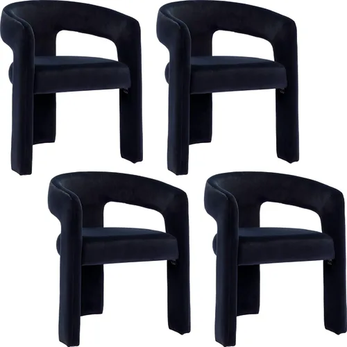 BESTANO Juego de 4 modernas sillas de comedor tapizadas de tela de terciopelo con respaldo abierto, bonitas sillas laterales de barril de cocina,