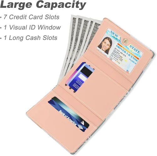 Miniatura 3 de Nipichsha Cartera para mujer, pequeña cartera para tarjetas de crédito para mujer, cartera delgada con tarjetero RFID, Moda