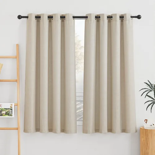 Miniatura 234 de NICETOWN Cortinas de lino traslúcidas con textura de lino de 84 pulgadas de largo, con ojales semitraslúcidos, tratamientos de ventana, privacidad