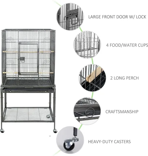 Miniatura 3 de SUPER DEAL Jaula grande de hierro forjado de 53 pulgadas para cacatúas, conure, periquitos, pinzones, Budgie, Lovebird Canary, casa mediana