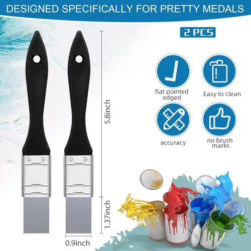 Miniatura 2 de 2 pinceles de silicona de 1 pulgada para manualidades, pegamento de resina, ancho, plano, para manualidades, acrílico flexible y sólido, herramienta