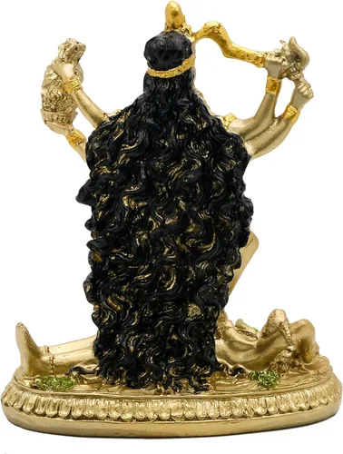 Miniatura 9 de alikiki Estatua de Kali de Dios hindú de oro antiguo – Ídolo indio Murti Pooja Artículo Kali Maa Figurilla Casa Templo Mandir Decoración Religión