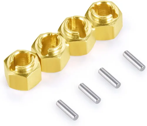 Miniatura 9 de AXSPEED Extensores de cubo de rueda de latón RC de 0.157 in, adaptador hexagonal resistente para 1:18 TRX4-M TRX4M Crawler Car