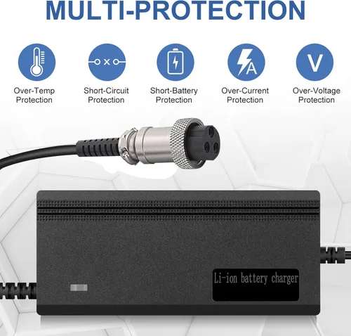 Miniatura 5 de Cargador de scooter de 3 clavijas de 54.6V 2A (120W) para Evercross H5/Vsett 8, 8+, 9+(no para 9)/ JOYOR S5, G5, Y7-S/para KAABO Mantis 8, 8