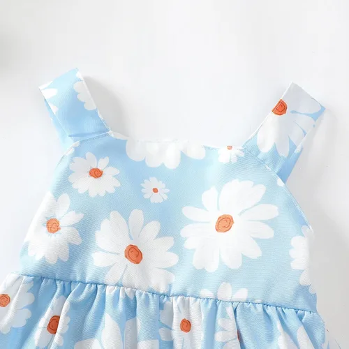 Miniatura 6 de Vestido para bebé recién nacida niña pequeña Vestido para niña pequeña de cuello halter sin mangas con flores Vestido de verano para niña de espalda