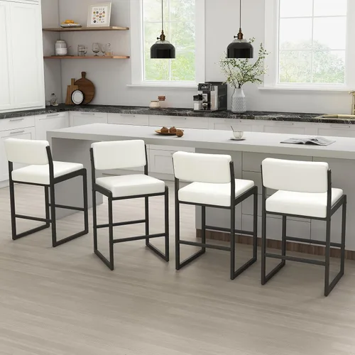 Miniatura 50 de SAECKBERG Taburetes de bar modernos de altura de mostrador, sillas de barra de 26 pulgadas de altura con respaldo, taburetes tapizados, taburetes