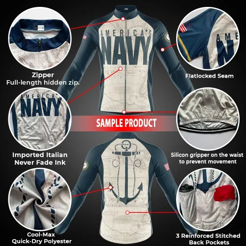 Miniatura 3 de ZOLO GIFTS Mens Cycling Jersey, Dad The Man The Myth The Legend with Navy Blue, Long Sleeve Bike Shirt with Pockets