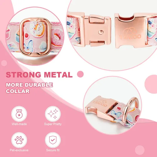 Miniatura 4 de Tunkoo - Collar de perro rosa con moño lindo tipo pastel - Collar para mascotas duradero, ajustable y elegante. Disponible en talla pequeña, Collar