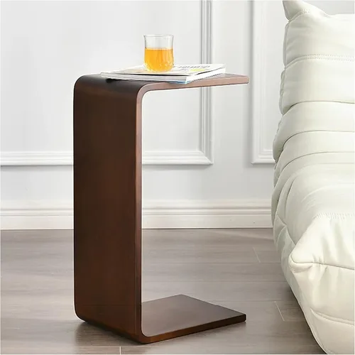 Miniatura 14 de Mesa auxiliar en forma de C, mesa auxiliar de madera maciza para sofá, cama y sala de estar, mesa auxiliar pequeña para aperitivos que ahorra