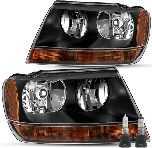 JSBOYAT Conjunto de faros delanteros compatible con Jeep Grand Cherokee 99-04 halógeno de repuesto original para el lado del conductor y del Carcasa