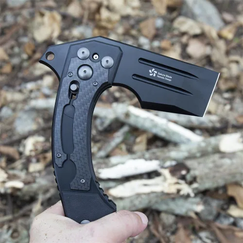 Miniatura 4 de KATSU Hacha plegable para camping, hacha táctica japonesa plegable de bolsillo con bloqueo de eje para supervivencia, al aire libre, corte