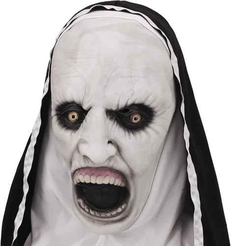 Miniatura 4 de Starsouce Máscara de monja de látex aterradora con bufanda, disfraz de monja de terror, máscaras de cabeza completa para disfraces de Halloween