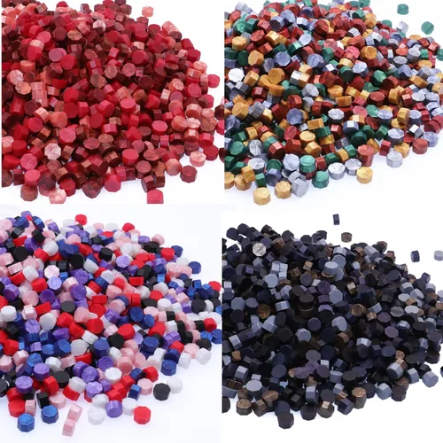 Miniatura 9 de Juego de sellos de cera con 500 cuentas de sellado de cera, 2 cucharas de sellado de cera y 4 velas para sello de cera, sellos de boda y sellado
