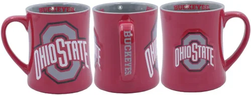 Miniatura 28 de RFSJ Nebraska Cornhuskers - Taza de cerámica en relieve (3D) de 16 onzas, color rojo