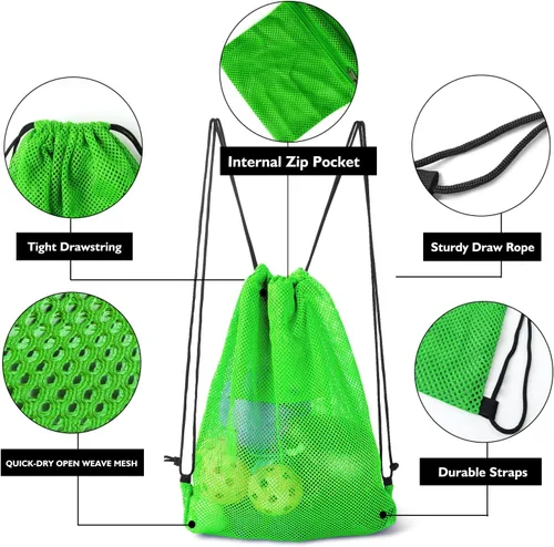 Miniatura 39 de GSE Games & Sports Expert Bolsa de malla con cordón para béisbol, pelotas de pickleball, pelotas de golf, gimnasio, equipo de natación, lavandería