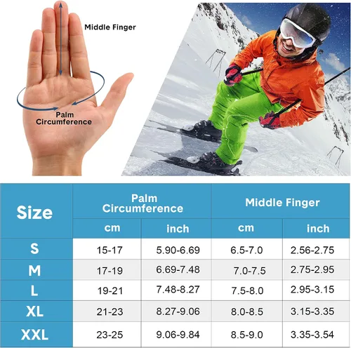 Miniatura 6 de Guantes de esquí impermeables para hombres y mujeres, cálidos guantes de nieve Thinsulate de invierno 3M para clima frío, snowboard, motos de nieve