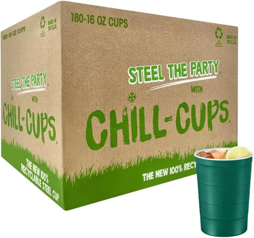 Miniatura 14 de Steel Chill Cups Party Cup America the Beautiful Design para bebidas frías, duradero, desechable, reciclable, fabricado en Estados Unidos, gris, 12