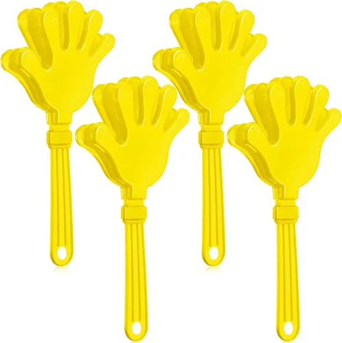 4 pinzas de mano jumbo de 11 pulgadas, para hacer ruido, regalos de fiesta, gigantes y grandes, máquinas de ruido para eventos deportivos, Amarillo