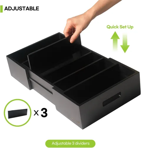 Miniatura 2 de CLEANCLUE Organizador Expandible de Gabinete de Cocina para Tapas de Contenedores de Almacenamiento de Alimentos, Organizador de Cajón de Bambú
