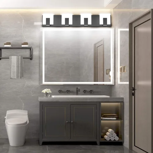 Miniatura 5 de Aipsun - 4 Lámparas de tocador, modernas, de color negro, con luz led arriba y abajo, para colocarlas sobre el espejo del tocador del baño, de 6,000