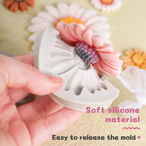 Miniatura 3 de KALAIEN Molde de silicona de flores de crisantemo para decoración de pasteles de fondant, chocolate, azúcar, decoración de pasteles de caramelo