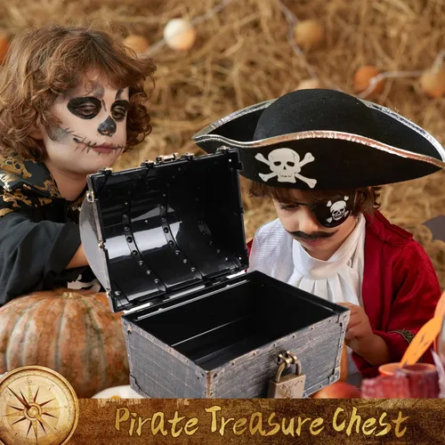 Miniatura 2 de Lingway Toys Cofre del Tesoro Pirata Grande para Niños Favorito del Maestro Caja de Almacenamiento de Colección de Tesoros con 2