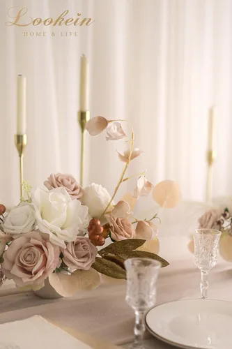 Miniatura 4 de Lookein Flores Artificiales para Decoración de Boda DIY Ramo de Novia Centros de Mesa Guirnaldas de Flores Coronas Arco de Pasillo Decoración