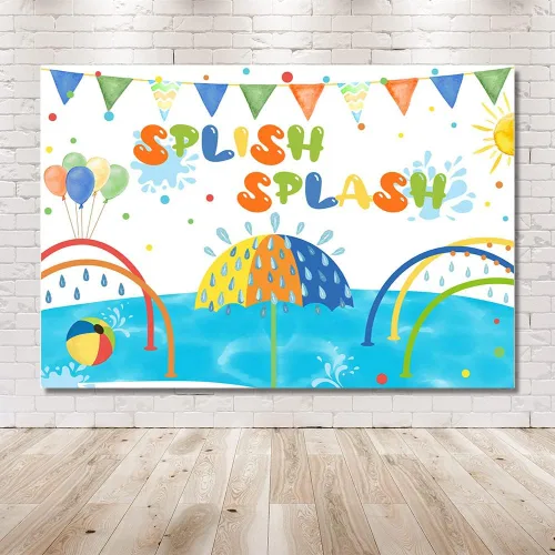 Miniatura 6 de MEHOFOND Telón de fondo de verano de 8 x 6 pies para niños y niñas, fiesta de cumpleaños, piscina, natación, pelotas de playa, fotografía, fondo
