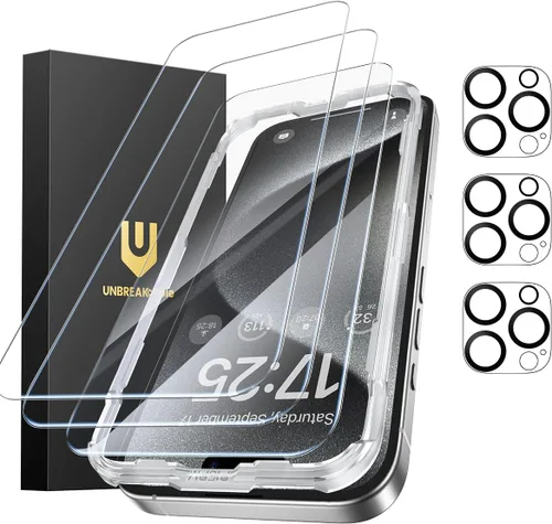 Miniatura 18 de UNBREAKcable Paquete de 3 protectores de pantalla para iPhone 17 Pro con protección de cámara, dureza 9H, claridad HD, antihuellas, compatible
