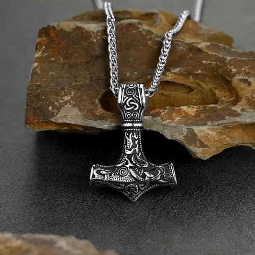 Miniatura 9 de FaithHeart - Collar con talismán escandinavo vikingo de martillo de Thor, joya original clásica de hombre de acero inoxidable, amuleto colgante