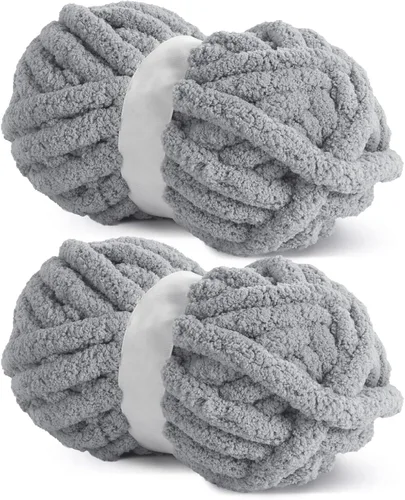 Miniatura 81 de HOMBYS Hilo de Chenille Grueso Carbón para Crochet, Hilo Grueso Espeso y Esponjoso para Tejer, Hilo Súper Grueso para Tejer Mantas a Mano, Hilo