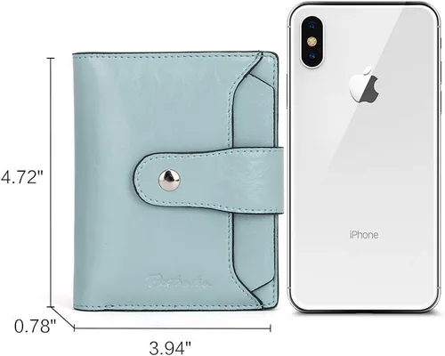 Miniatura 7 de BOSTANTEN Cartera de piel para mujer, con bloqueo RFID, pequeña, plegable, con bolsillo con cremallera, tarjetero, con ventana de identificación