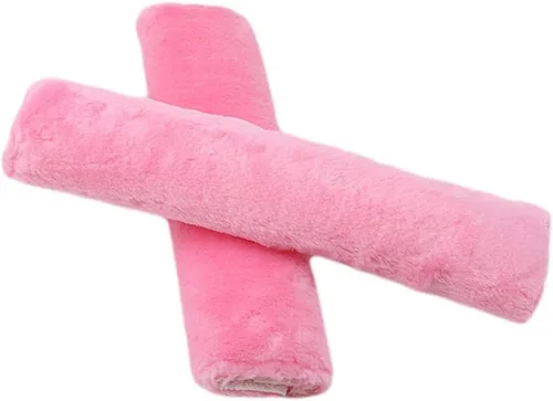 Miniatura 8 de 2 piezas de almohadillas de hombro para cinturón de seguridad de auto, de felpa suave, protectoras, para conducir cómodamente (Rosa)