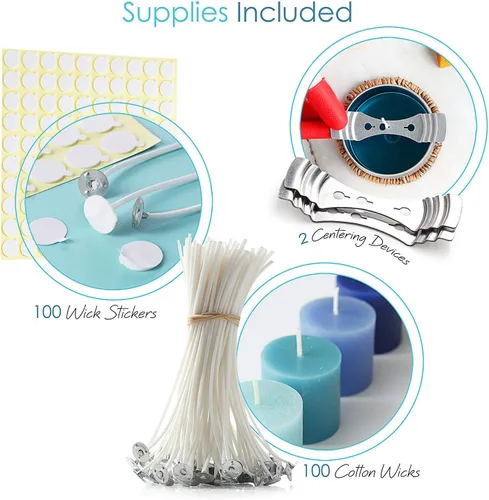 Miniatura 5 de Hearth & Harbor Cera de soja natural y suministros para hacer velas de bricolaje – 5 libras de copos de cera de soja, latas de vela con tapa