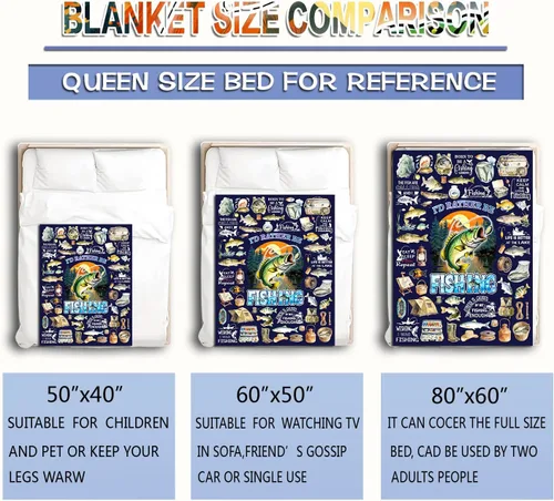 Miniatura 7 de Fishing Blanket Gifts Warm Flannel Fishing Lovers Throw Blanket Fish Themed Party Decorations for Kids Adults Fishermen 50"x40