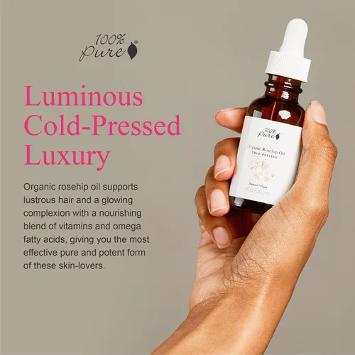 Miniatura 3 de 100% PURE Hidratante de aceite de rosa mosqueta orgánico para cara, cuerpo, cabello, vitaminas hidratantes y ácidos grasos omega que apoyan la piel
