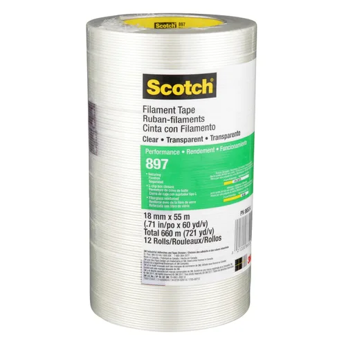 Miniatura 4 de 3M Scotch - Cinta de filamento 897, transparente, 0.709 in x 180.4 ft, 5 mil