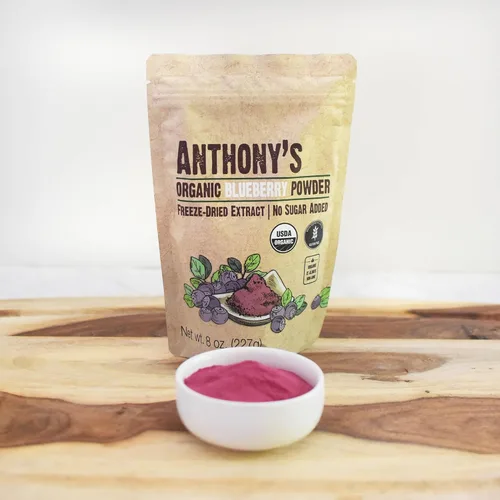 Miniatura 4 de Anthony's Polvo orgánico de arándanos, 8 onzas, liofilizado, sin gluten, sin OMG