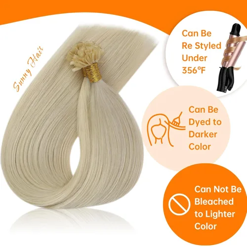 Miniatura 4 de Sunny Hair - Extensiones de cabello humano rubio U-tip, extensiones de cabello Remy, color rubio platinado, extensiones de cabello humano real, 22