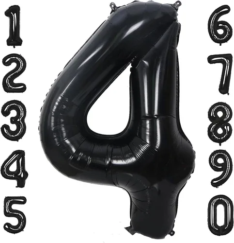 Miniatura 19 de Globos de 40 pulgadas negros con número 0 de helio, globos negros gigantes con número 0 para decoraciones de fiesta de cumpleaños, aniversario, baby