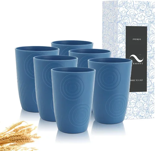 Miniatura 12 de PYRMONT Juego de 6 tazas de paja de trigo, tazas de café de plástico reutilizables, tazas de té con asas, juego de tazas de 16 onzas para café