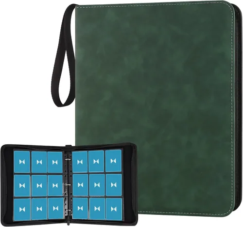 Miniatura 62 de GERMUN Carpeta de tarjetas de poliuretano, 16 bolsillos, carpetas de soporte premium para más de 1000 tarjetas, álbum de bolsillo de doble cara