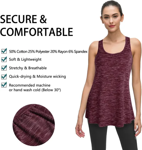 Miniatura 77 de Cestyle - Camiseta sin mangas para mujer, cuello redondo, corte holgado, para entrenamiento
