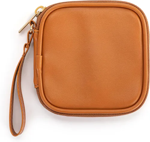 DEMDACO Electronic Accessories Tech Pouch - Estuche organizador de viaje para cables, cargadores y auriculares, 4 x 4 pulgadas, color marrón