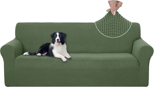 Miniatura 29 de U-NICE HOME Funda elástica para sofá, lavable, protector de muebles para sofá de 3 cojines, apta para mascotas (sofá, gris)