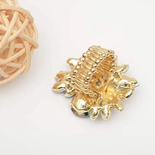 Miniatura 5 de Anillos de lujo para mujer, con diseño de hojas de cristal austriaco, para cóctel, elástico, ajustable, accesorios de joyería